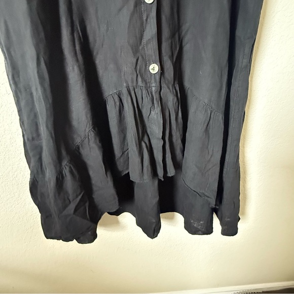 Tempo Paris Linen Cotton Shirt Dress Black M/L Made in Italy Button Front - Picture 3 of 9